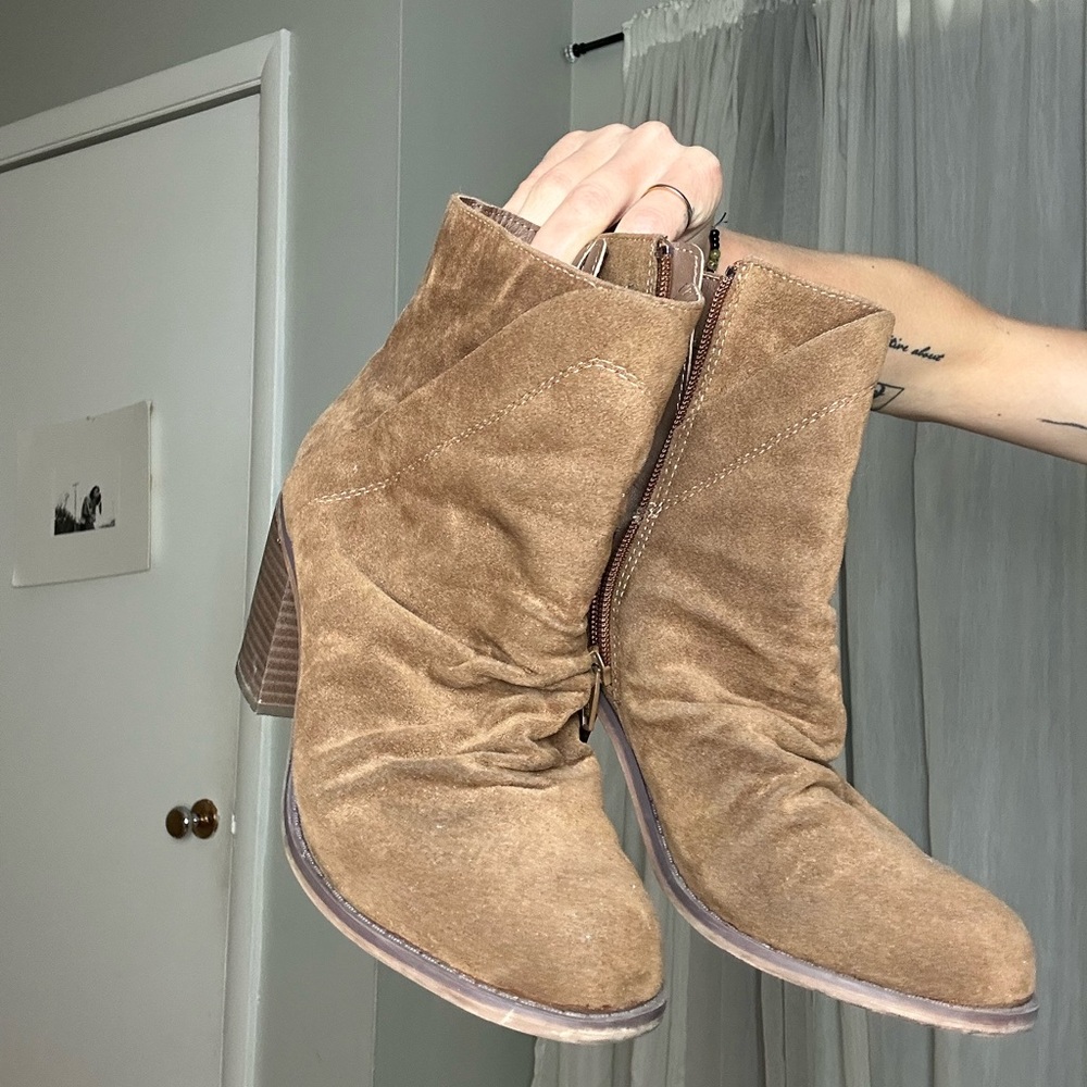 Target Tan Ankle Booties with Side Zipper